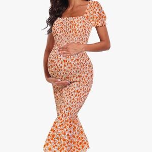 Maternity Summer Baby Shower Dress (Floral)